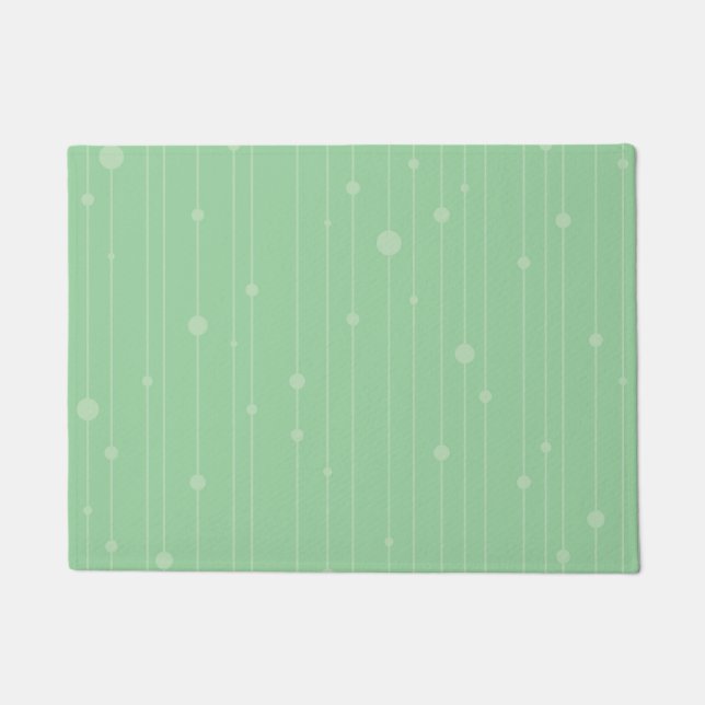 Paillasson Bandes simples et points vert menthe moderne (Devant)