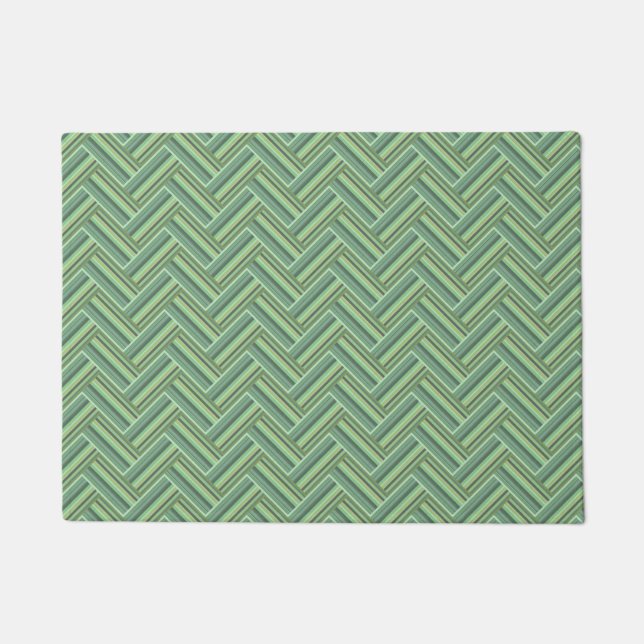 Paillasson Bandes vert olive double tissage (Devant)