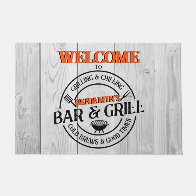 Paillasson Bar et Grill | Chef grill personnalisé (Devant)