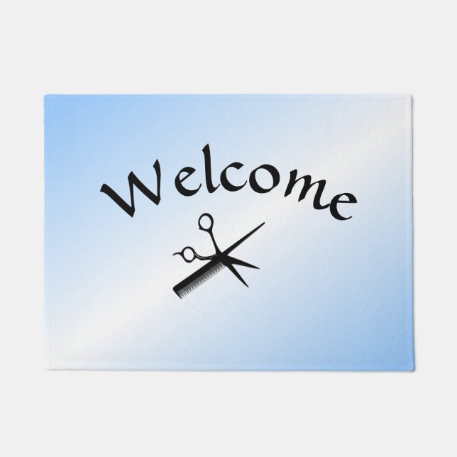 Paillasson Barber Beauticier Design Blue Welcome (Devant)