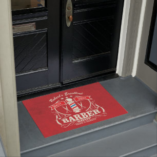 Paillasson Barbershop Styliste Barbier Entrée Porte Mat Roug