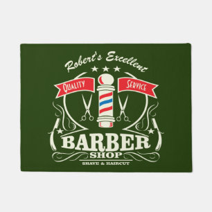 Paillasson Barbershop Styliste Barbier Entrée Porte Verte Mat