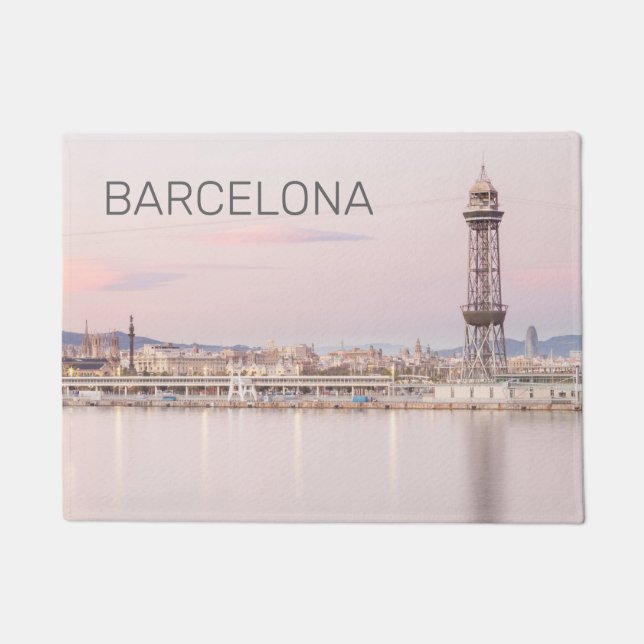 Paillasson Barcelona Skyline Sunset Catalogne Espagne (Devant)