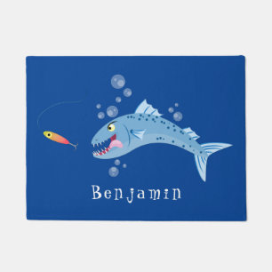 Paillasson Barracuda poisson affamé de la pêche dessin animé