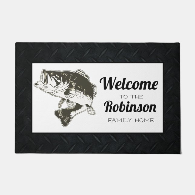 Paillasson Bass Fishing Nom de famille Welcome Mat (Devant)