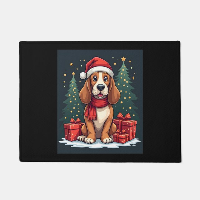 Paillasson Basset Hound Chien Fêtes de Noël Père Noël Amoureu (Devant)