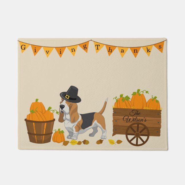 Paillasson Basset Hound Thanksgiving Doormat (Devant)