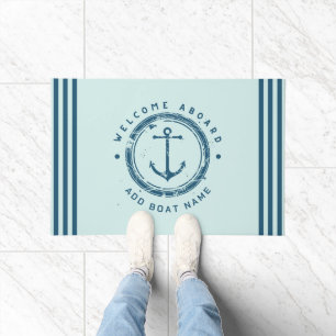 Paillasson Bateau club d'Ancres nautiques Blue Navy Retro Na