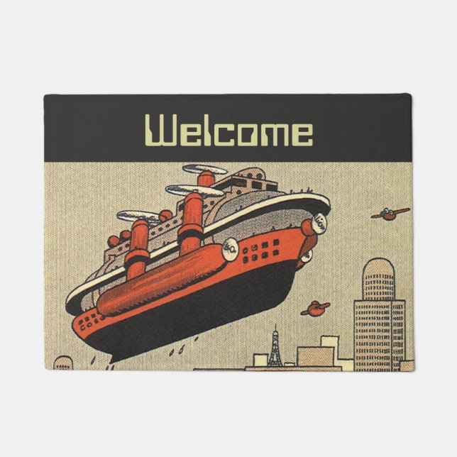 Paillasson Bateau de croisière hélicoptère de science-fiction (Devant)