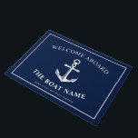 Paillasson Bateau et capitaine nautiques Name d'Ancre<br><div class="desc">Une natte comportant une ancre nautique et le nom fait sur commande du propriétaire de bateau et du bateau.</div>