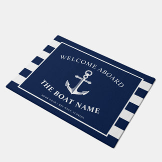 Paillasson Bateau et capitaine nautiques Name Navy Stripes