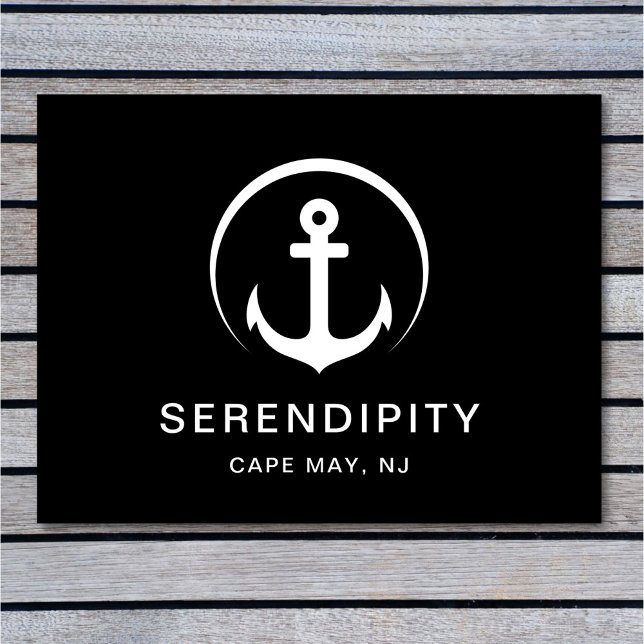 Paillasson Bateau moderne Ancre nautique Black Custom (Créateur téléchargé)