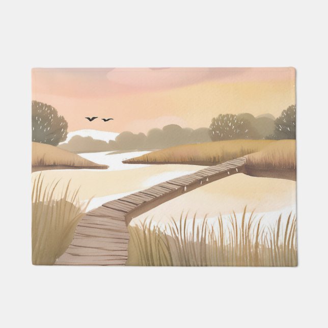 Paillasson Bay Boardwalk | Airy Coastal Watercolor Painting (Devant)