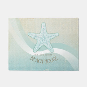 Paillasson Beach House Nautical Starfish Aqua Blue ID623