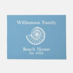 Paillasson Beach House Shell Blue Monogramme