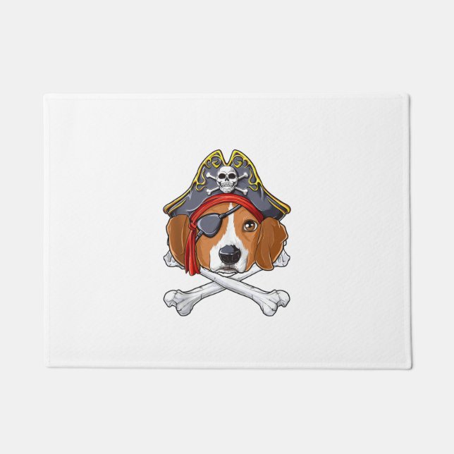 Paillasson Beagle Costume de pirate Jolly roger Drapeau Croix (Devant)