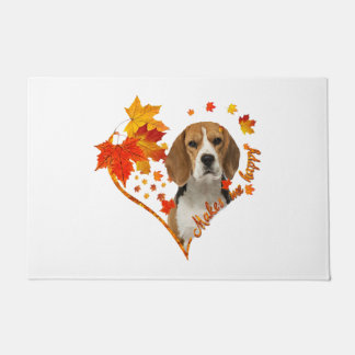 Paillasson beagle me rend heureux tomber coeur feuilles