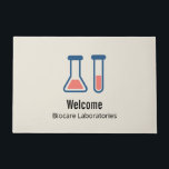 Paillasson Beaker & Test Tube Science Thème Bienvenue<br><div class="desc">Porte de bienvenue avec un dessin mignon d'un tube d'essai et d'un bécher. Parfait pour les types scientifiques.</div>