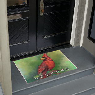 Paillasson Beau oiseau du Cardinal rouge du Nord - Bienvenue