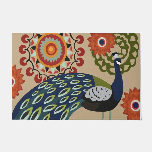 Paillasson Beautiful Peacock Doormat, Vintage Peacock Mat (Devant)