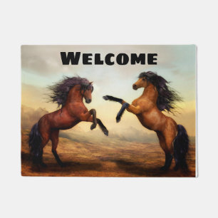 Paillasson Beaux peau de daim et chevaux de baie de élevage
