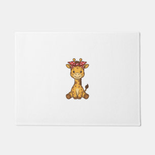 Paillasson Bébé girafe mignon avec noeud papillon design vect