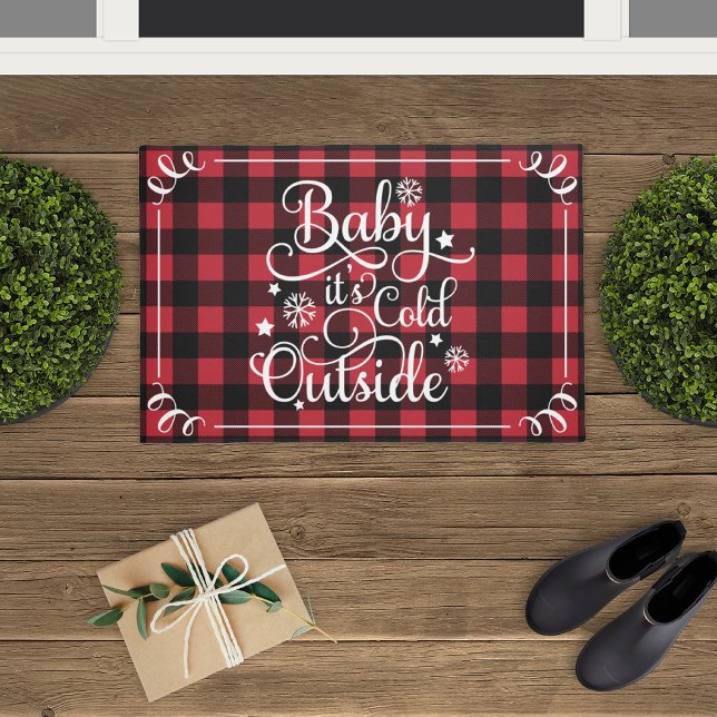 Paillasson Bébé Son Froid Dehors Rouge Buffalo Plaid Holiday (Créateur téléchargé)