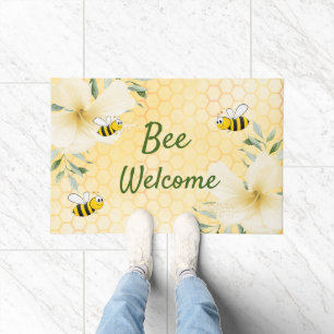 Paillasson Bee Welcome abeilles jaune nid d'abeilles