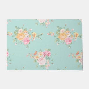 Paillasson belle, menthe, shabby chic, country chic, floral,