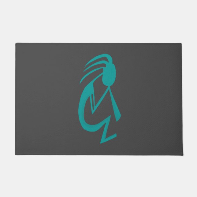 Paillasson Belle peinture Turquoise Kokopelli (Devant)