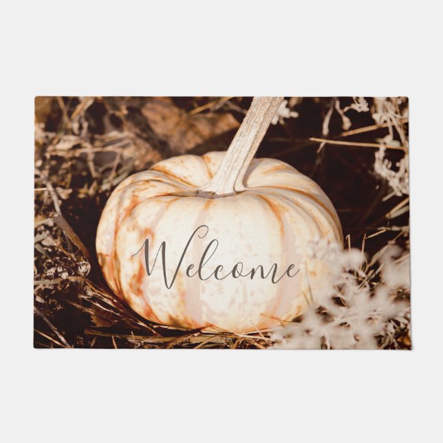 Paillasson Belle prairie d'automne Citrouille blanc (Devant)