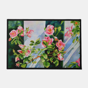 Paillasson Belles roses roses roses, roses rouges, aquarelle 