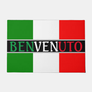 Paillasson Benvenuto Bienvenue sur le drapeau italien
