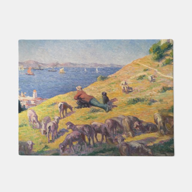 Paillasson Berger avec son mouton regardant la mer (Devant)