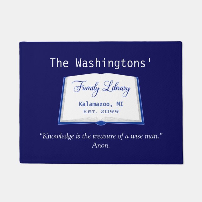 Paillasson Bibliothèque familiale avec dessin de livre et mât (Devant)