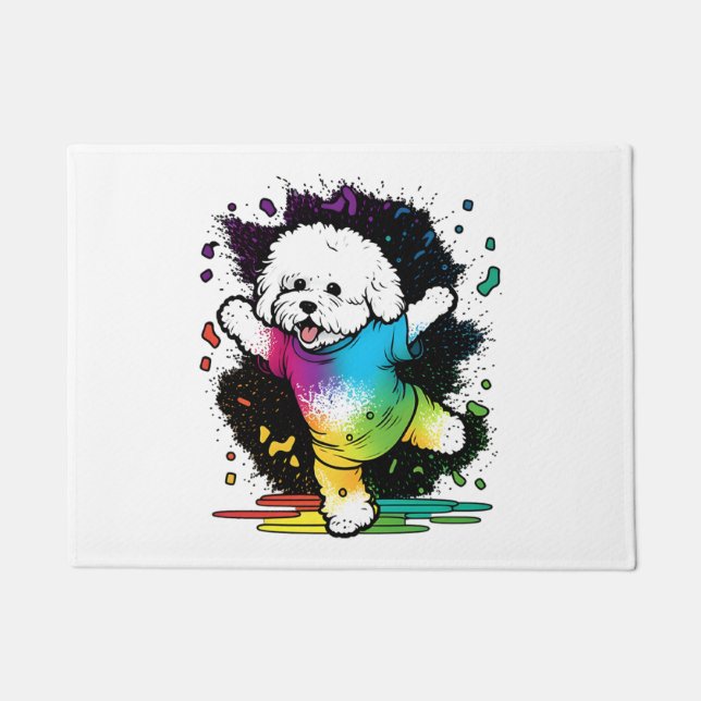 Paillasson Bichon coloré Kawaii Dancing (Devant)