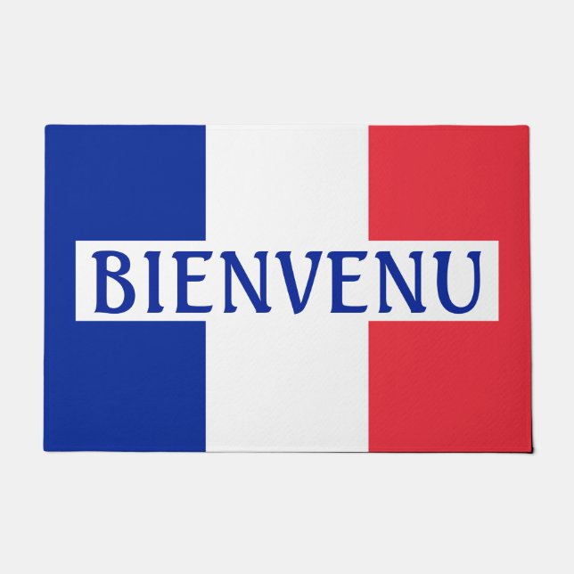 Paillasson Bienvenu en Français Drapeau Couleurs (Devant)