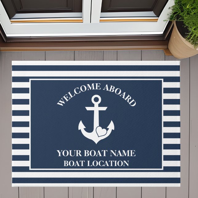 Paillasson Bienvenue à bord du bateau nautique Admirer Ancre  (Créateur téléchargé)