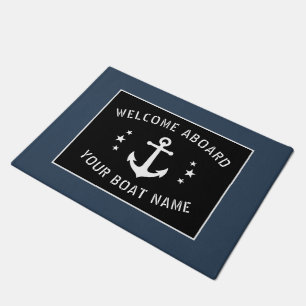 Paillasson Bienvenue à bord du bateau Nom de la Ancre Vintag