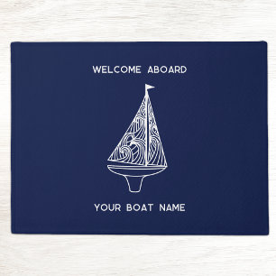 Paillasson Bienvenue à bord Nom du bateau à voile