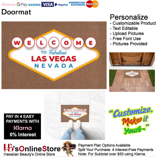Paillasson Bienvenue à Fabulous Las Vegas Nevada Doormat (Welcome to Fabulous Las Vegas Nevada Doormat.)