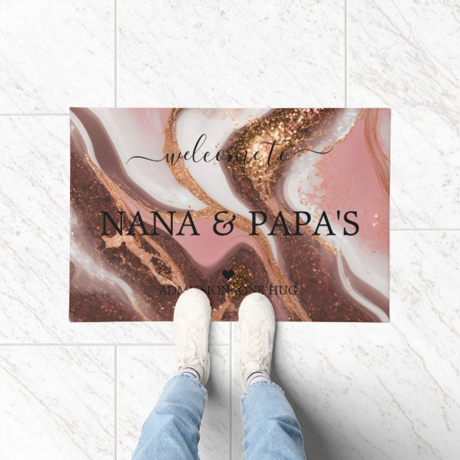 Paillasson Bienvenue à la porte de la maison de Nana & Papa (Intérieur)