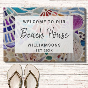 Paillasson Bienvenue à notre Beach House Shells Custom Doorma