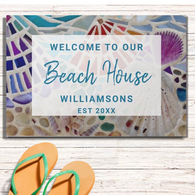 Paillasson Bienvenue à notre Beach House Shells Custom Doorma (Créateur téléchargé)