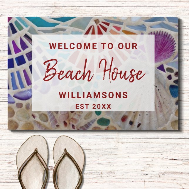 Paillasson Bienvenue à notre Beach House Shells Custom Doorma (Créateur téléchargé)