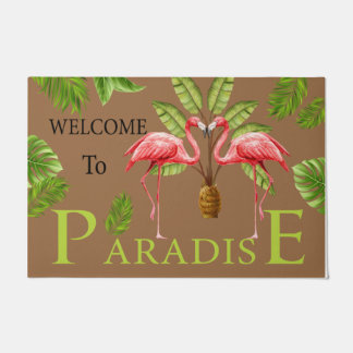 Paillasson Bienvenue À Paradise Flamant rose Doormat, Mignonn