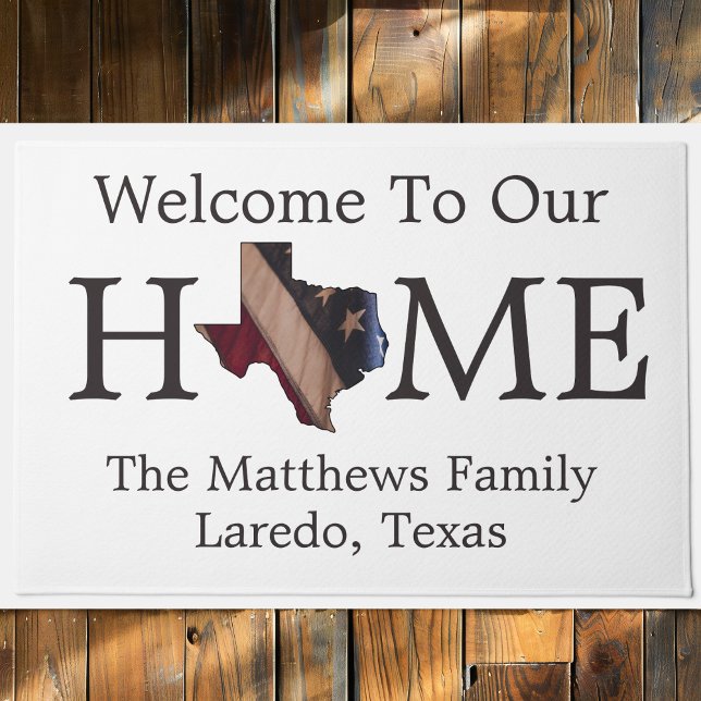 Paillasson Bienvenue Accueil USA Drapeau Texas Carte Doormat (Welcome Home USA Flag Texas Map Doormat
)