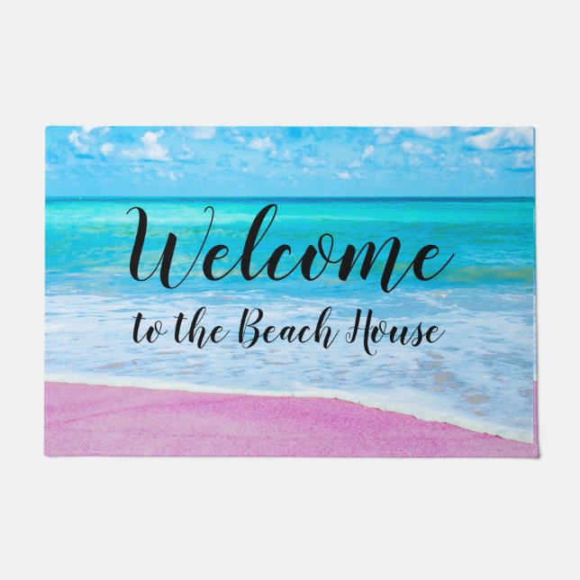 Paillasson Bienvenue au Beach House Pink Sand Beach Ocean (Devant)