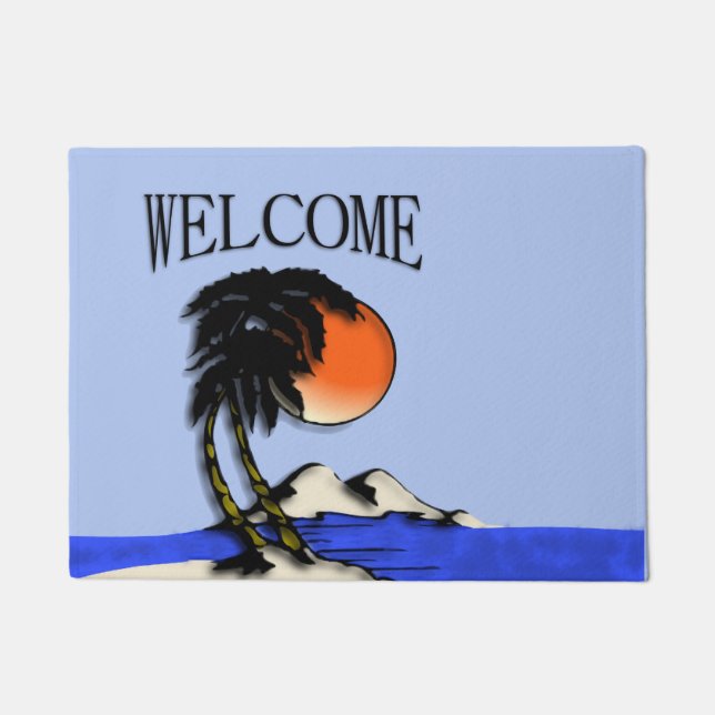 Paillasson Bienvenue au paradis insulaire (Devant)