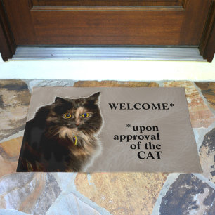 Paillasson Bienvenue avec l'approbation de la chatte écaille 